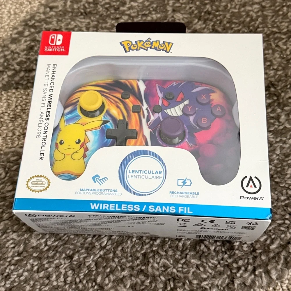 PowerA Pokémon Wireless Controller for Nintendo Switch- Yellow and Purple.